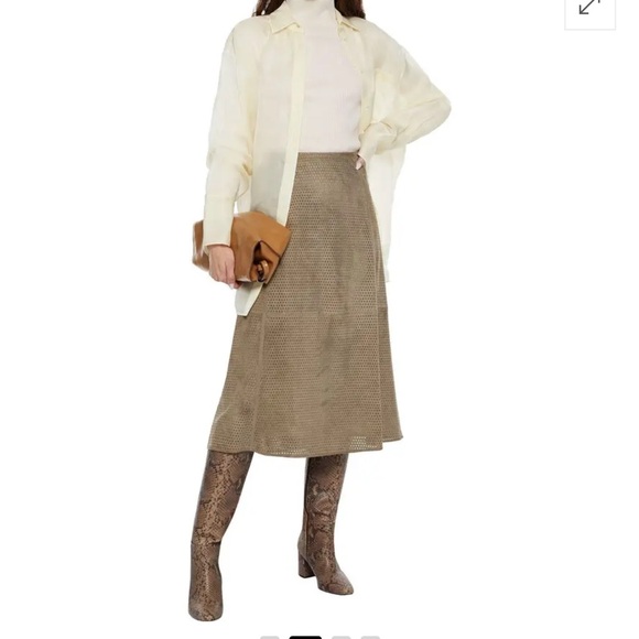 Theory Tan Midi Skirt - Picture 3 of 6